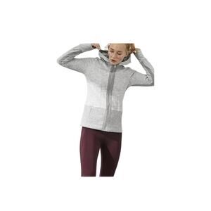 Athleta Hood Athletic Jacket Women Gray Poly Cotton Spandex YGI C2-244. Size-ST